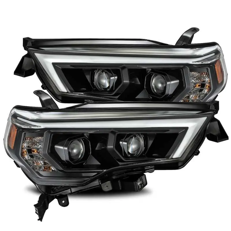 Alpharex 14-20 Toyota 4Runner Pro-Series Projector Headlights Plank Style Alpha Black W/Seq Signal 1