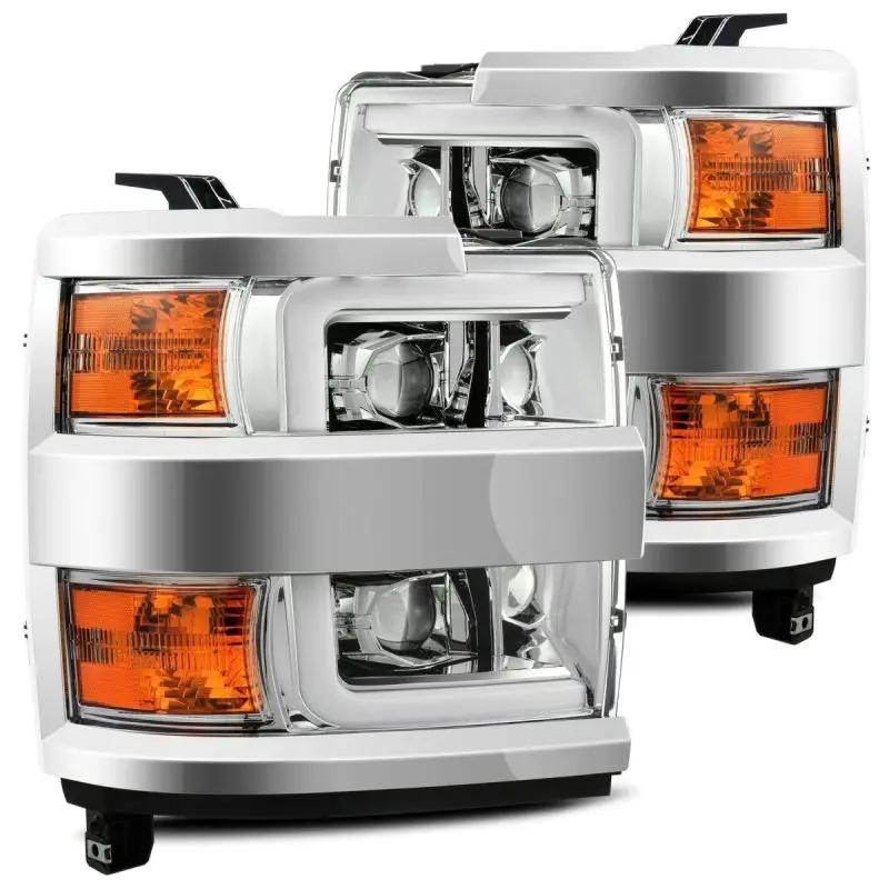 Alpharex 15-19 Chevy Silverado 2500Hd Pro-Series Headlight Plank Chrome W/Activ Light/Seq Signal/Drl 1