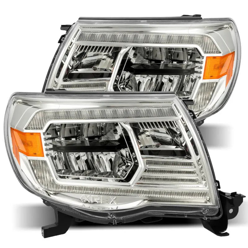 Alpharex 05-11 Toyota Tacoma Luxx Crystal Headlights Plank Style Chrome W/Activation Light/Drl 1