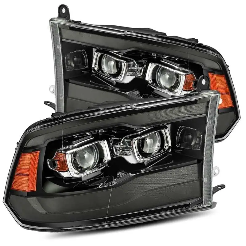 Alpharex 09-18 Ram 1500Hd Luxx Proj Headlight Plnk Style Jet Blk W/Activ Light/Seq Signal/Smoked Drl 1
