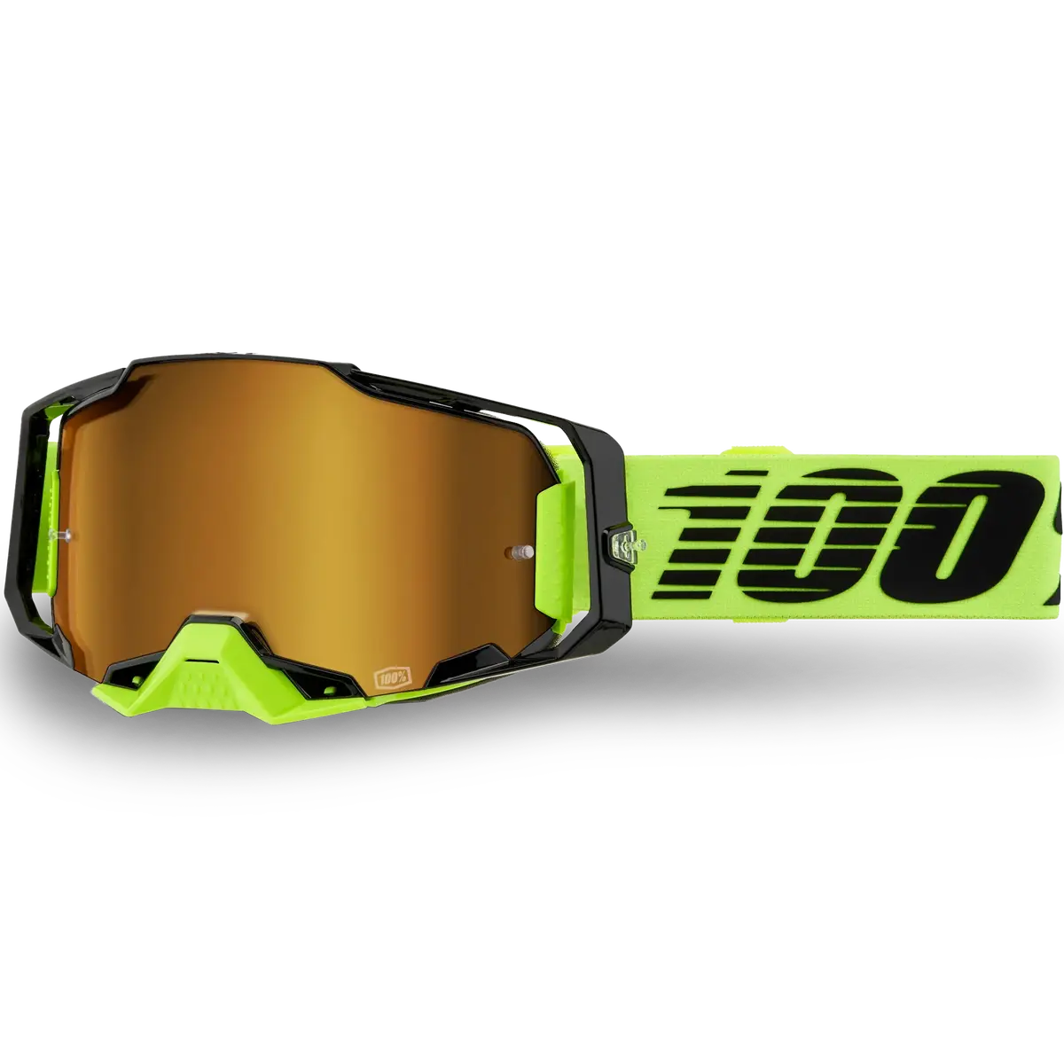 100% Armega Goggles - Neon Yellow (Mirror Gold Lens) 1