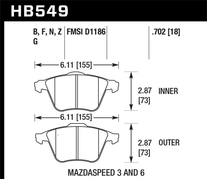 Hawk Hps Street Front Brake Pads For Mazdaspeed3 (2007–2008) And Mazdaspeed6 (2006–2007) 2