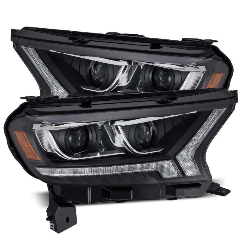 Alpharex 19-21 Ford Ranger Luxx Led Proj Headlights Plank Style Black W/Seq Signal/Drl 1
