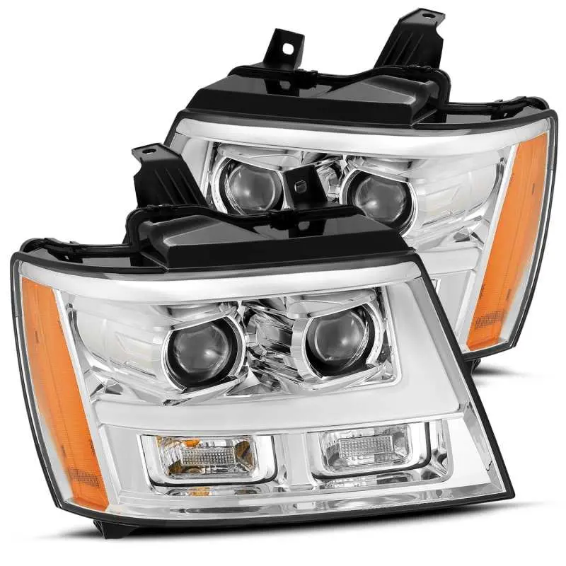 Alpharex 07-14 Chevy Tahoe Pro-Series Projector Headlights Plank Style Chrome W/Activation Light 1