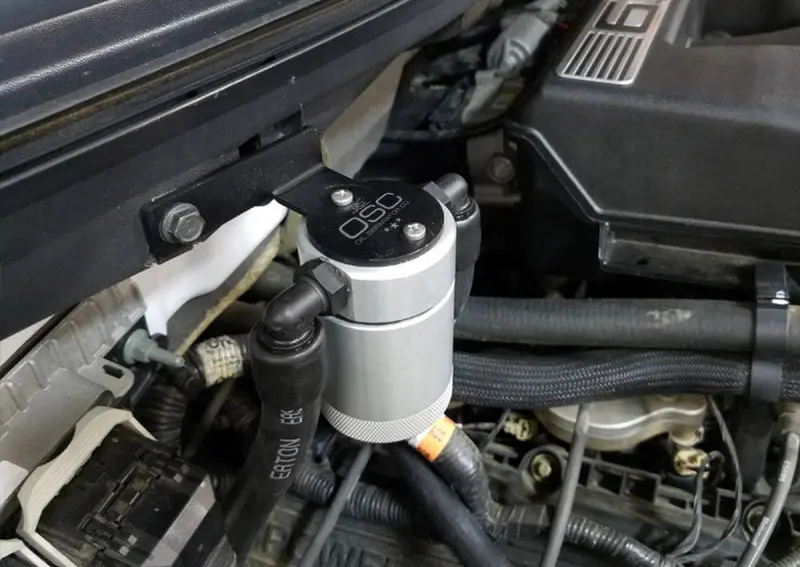 J&L | 2011-2014 Ford F-150 Raptor 6.2L Passenger Side Oil Separator 3.0 - Clear Anodized 2