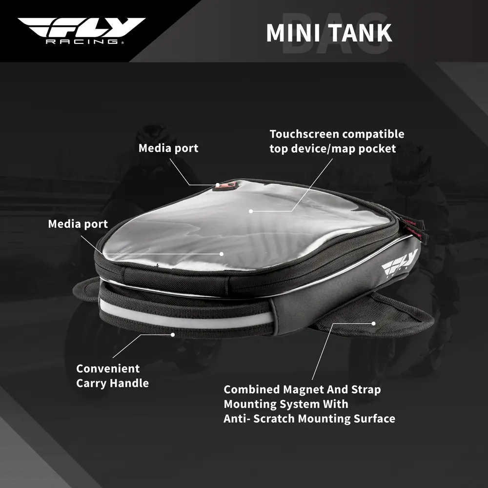 Fly Racing Mini Tank Bag Motorcycle Atv Dual Sport Adv 2.5L Touch Screen Pocket 2