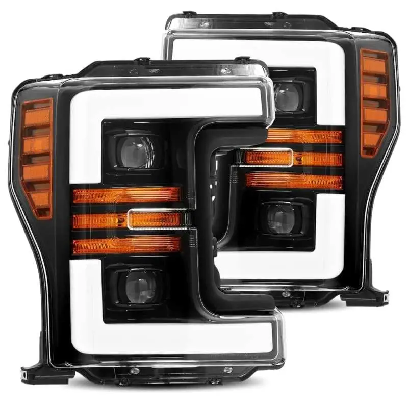 Alpharex 17-19 Ford F-250 Sd Pro-Series Proj Headlights Plank Style Black W/Activ Light/Seq Signal 1