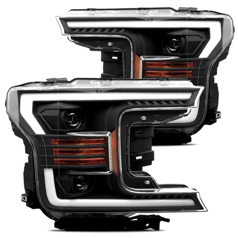 Alpharex 18-19 Ford F-150 Pro-Series Proj Headlights Plank Style Matte Blk W/Activ Light/Seq Signal 1