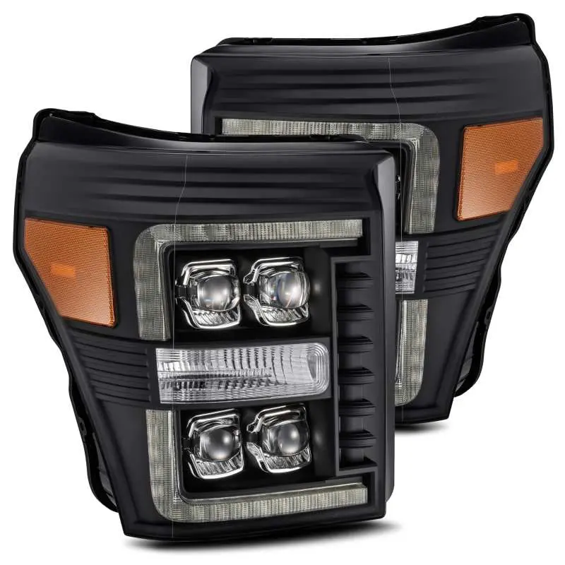 Alpharex 11-16 Ford F-350 Sd Nova Led Projector Headlights Plank Style Blk W/Activ Light/Seq Signal 1