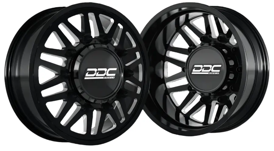 Ddc | Dually Wheels Aftermath Black / Milled 22X8.25 8X200 F-350 05-25 / F-450 11-14 / 19-25 Ram 3500 1