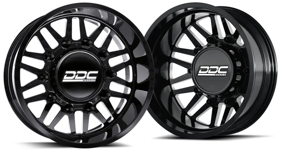Ddc | Dually Wheels Aftermath Black / Mill 22X8.25 8X200 Ss Fronts Ford 05-25 Ford F-350 1