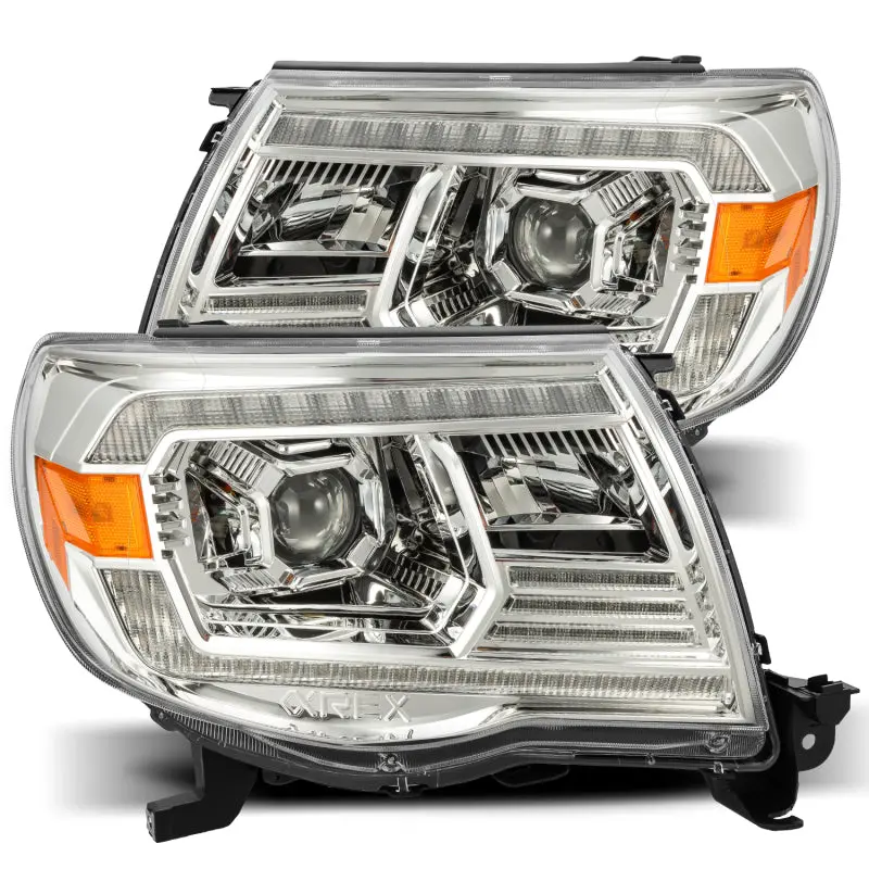 Alpharex 05-11 Toyota Tacoma Pro-Series Projector Headlights Plank Style Design Chrome W/Drl 1