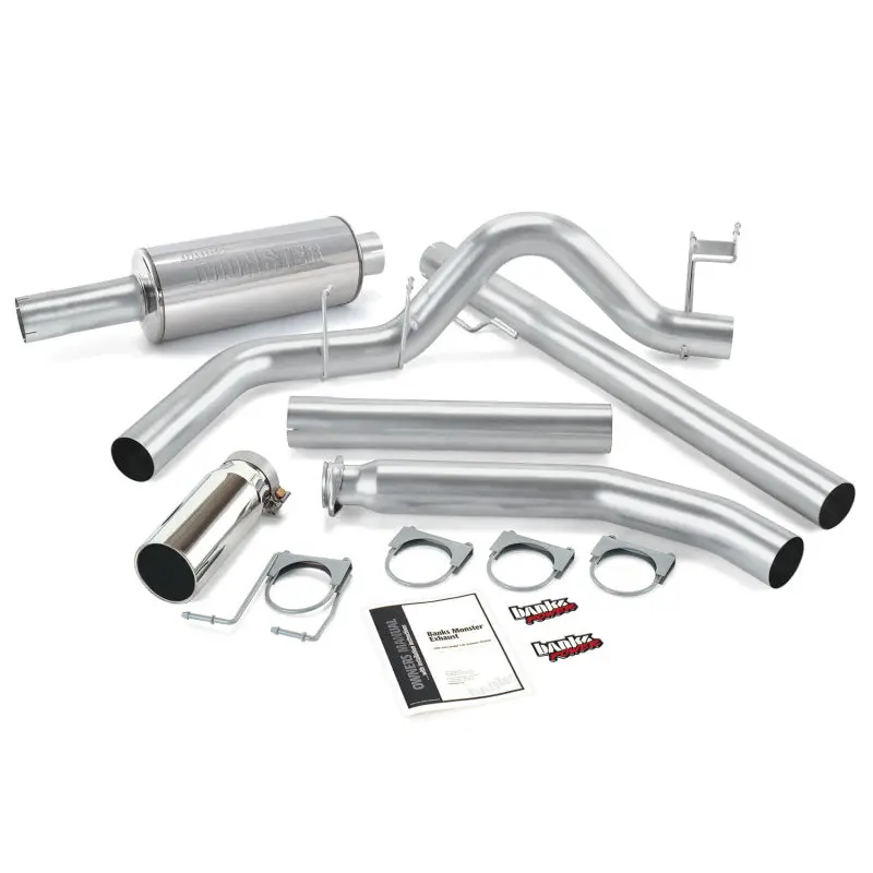 Banks Power | 1998.5-2002 Dodge 5.9L Cummins Extended Cab Monster Exhaust System - 4 Inch Ss Single Exhaust With Chrome Tip *Discontinued* 1
