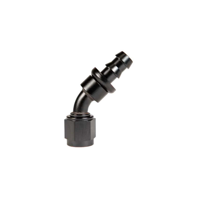 Fleece | Universal -8An 45Deg To Hose Barb - Black 1