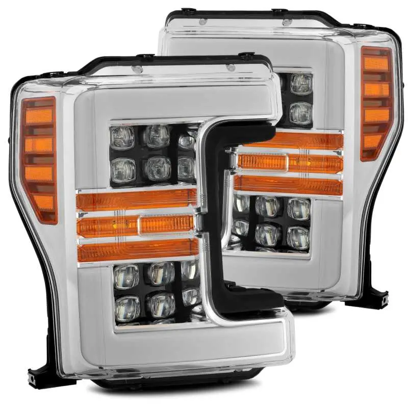 Alpharex 17-19 Ford F-250 Sd Nova Led Proj Headlights Plank Style Chrome W/Activ Light/Seq Signal 1