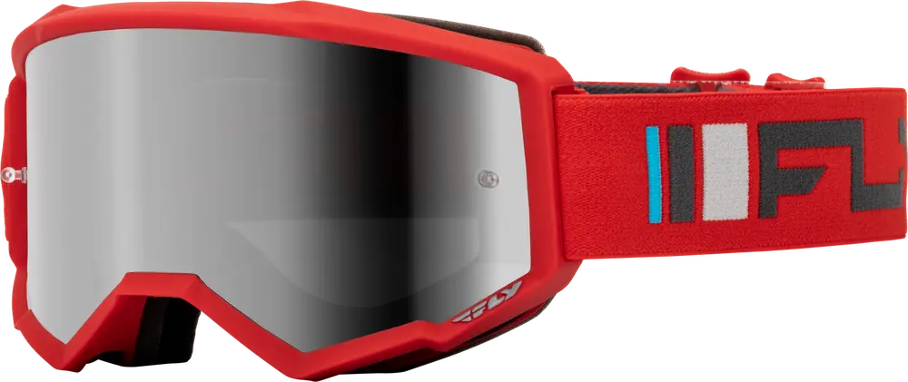 Fly Racing Zone Goggles Red/Charcoal W/ Silver Mirror Smoke Lens – Mx Off‑Road 1