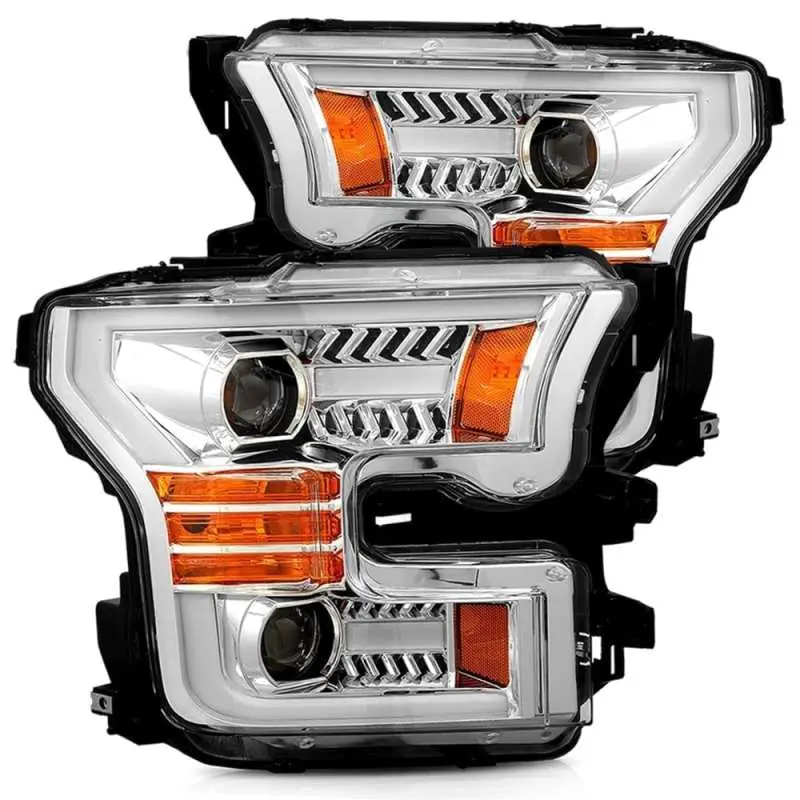 Alpharex 15-17 Ford F-150 Pro-Series Projector Headlights Plank Style Chrm W/Activ Light/Seq Signal 1