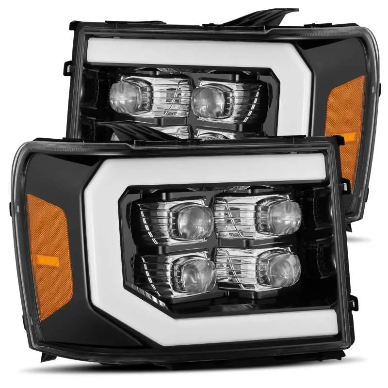 Alpharex 07-13 Gmc 1500Hd Nova Led Proj Headlights Plank Style Chrome W/Activ Light/Seq Signal/Drl 1
