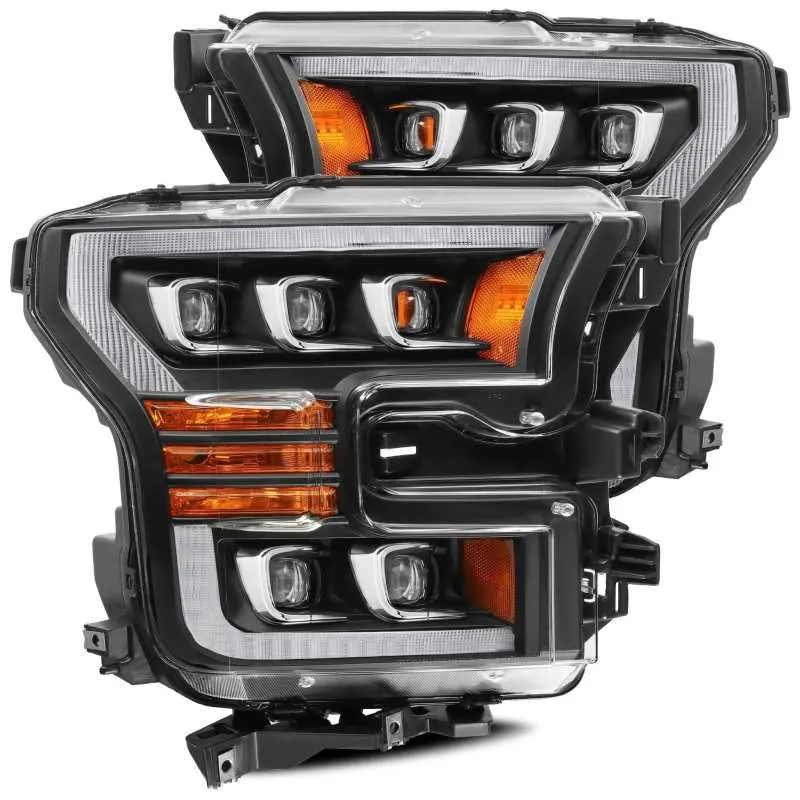 Alpharex 17-20 Ford Raptor Nova Led Proj Headlights Plank Style Matte Black W/Activ Light/Seq Signal 1