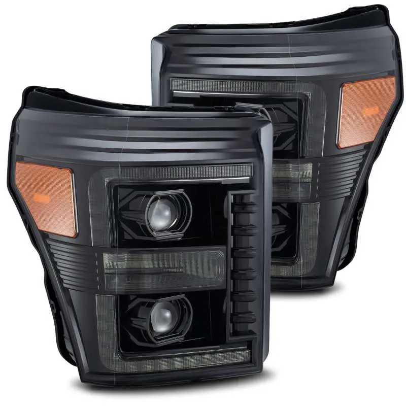 Alpharex 11-16 Ford F-350 Sd Luxx Led Proj Headlights Plank Style Alpha Blk W/Activ Light/Seq Signal 1