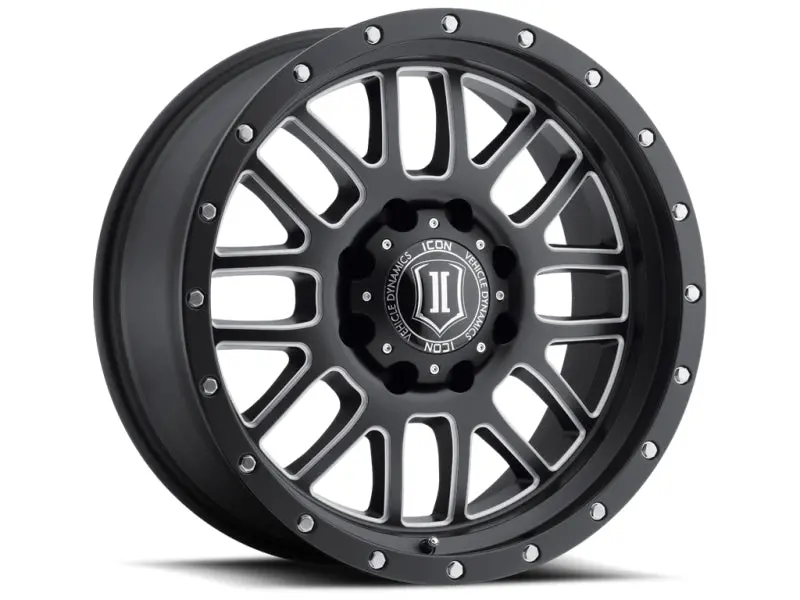 Icon Alpha 20X9 8X180 12Mm Offset 5.5In Bs 125.2Mm Bore Satin Black/Milled Windows Wheel 1