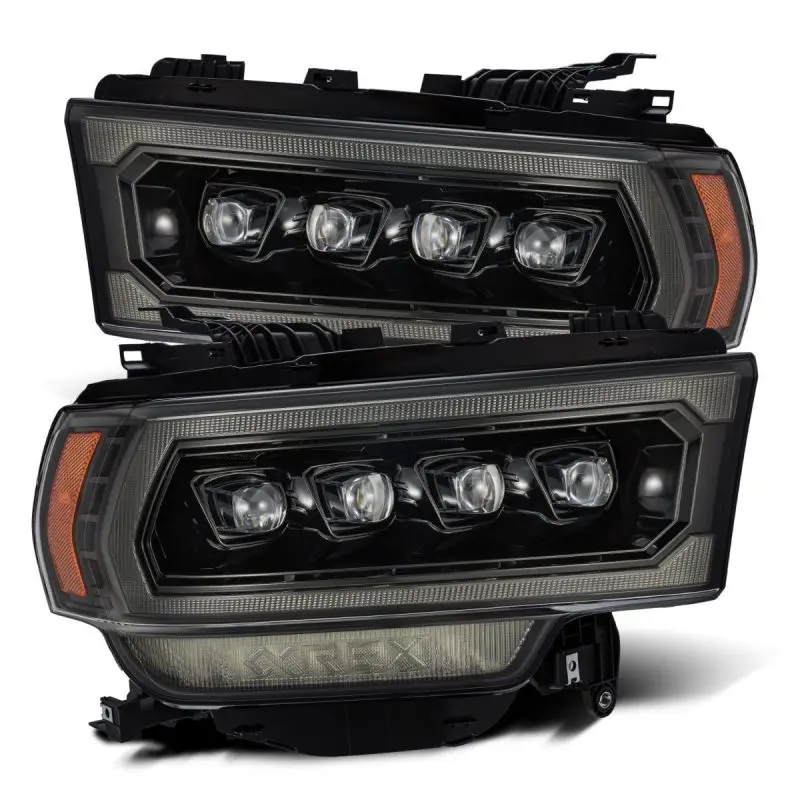 Alpharex 19-21 Ram 2500 Nova Led Proj Headlights Plank Style Alpha Blk W/Activ Light/Seq Signal/Drl 1