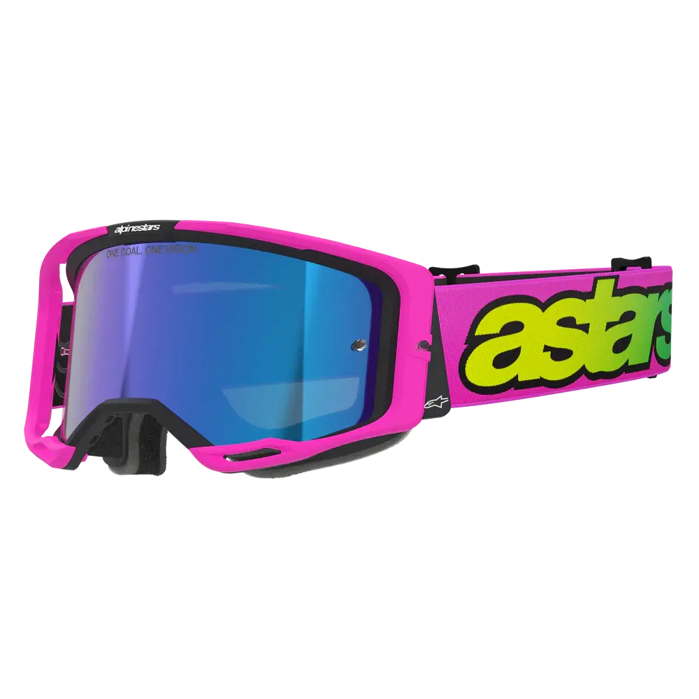 Alpinestars Vision 8 Vista Goggles - Pink Flou Yellow Fl (Mirror Blue Lens) 1