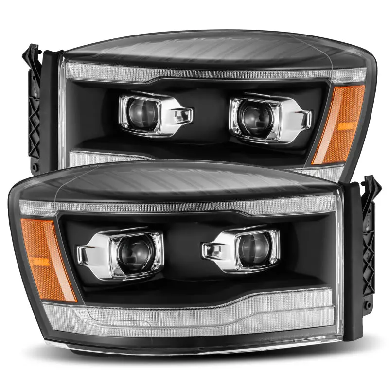 Alpharex 06-08 Dodge Ram 1500Hd Pro-Series Projector Headlights Plank Style Black W/Seq Signal/Drl 1