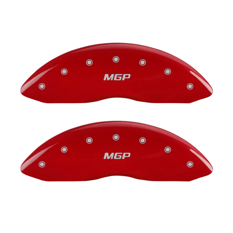 Mgp Engraved Brake Caliper Covers – Red Finish With Silver Accents, Front & Rear For 2014 Chevrolet Express 2500 1