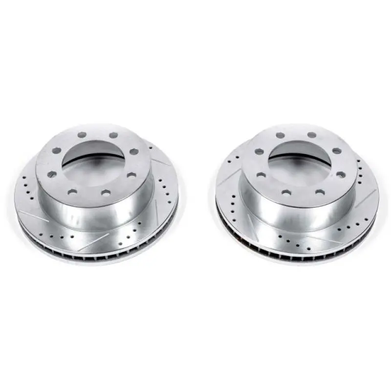 Power Stop Evolution Front Brake Rotors – Drilled & Slotted, Pair For 2000–2002 Dodge Ram 2500 1