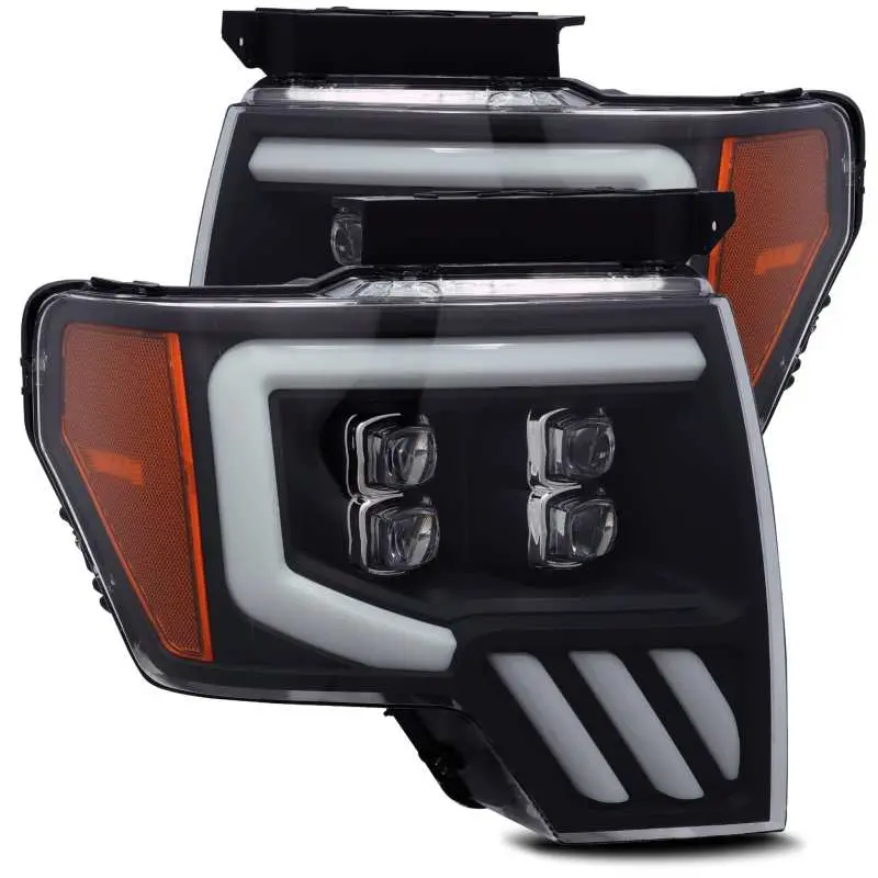 Alpharex 09-14 Ford F-150 Nova Led Proj Headlights Plank Style Matte Black W/Activ Light/Seq Signal 1