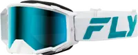Fly Racing Zone Elite Goggles White/Teal W/ Light Green Mirror Smoke Lens – Mx Off‑Road 1