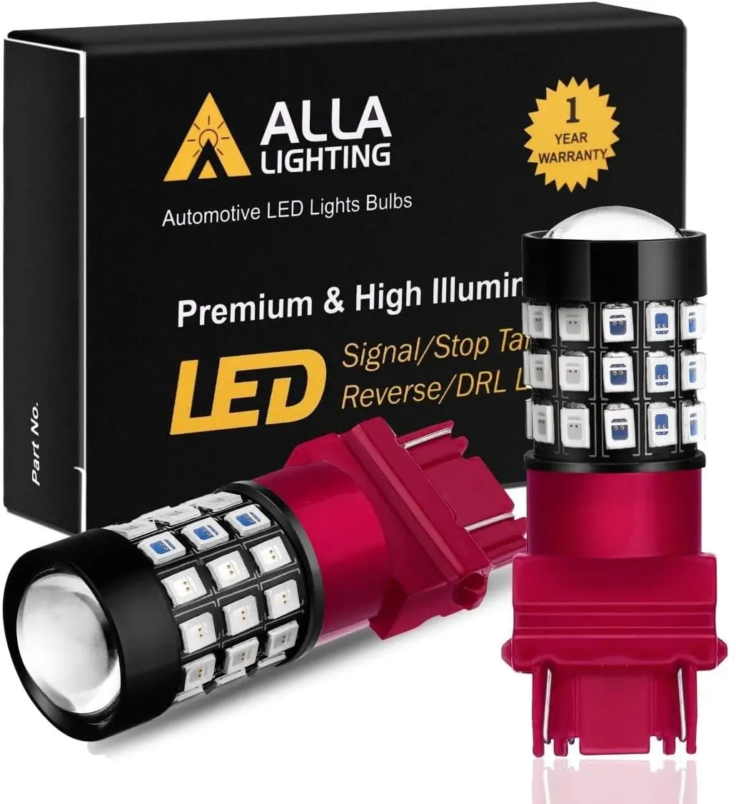 Alla Lighting T25 3156 3157 Led Turn Signal, Back-Up Reverse, Brake Tail Lights, Super Bright 2835-Smds (Red) 1