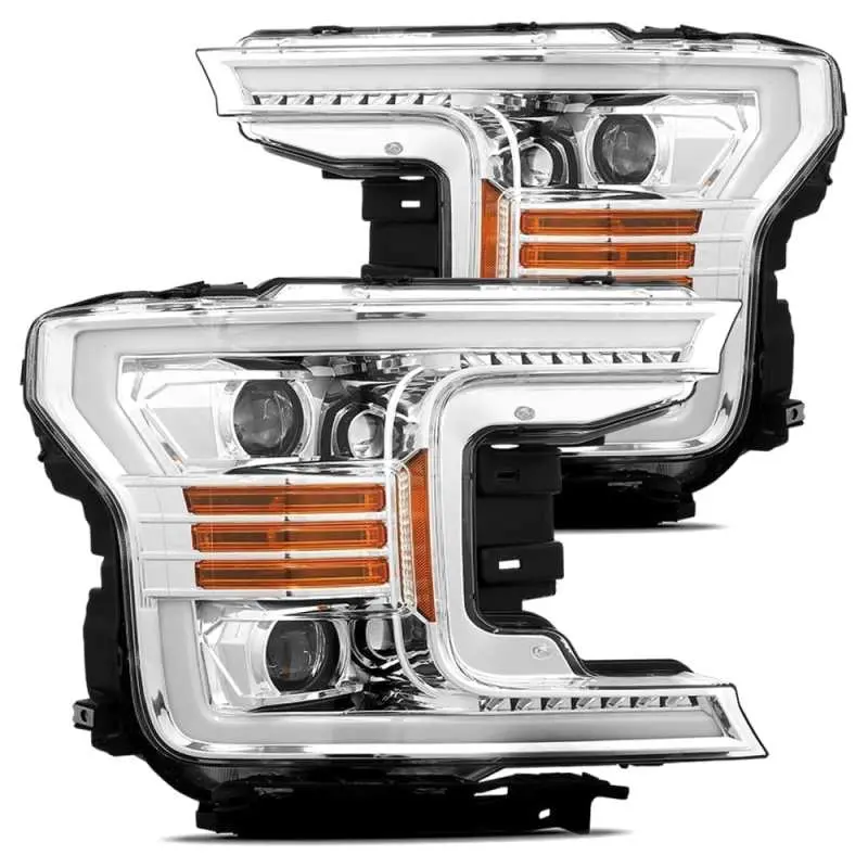 Alpharex 18-19 Ford F-150 Pro-Series Projector Headlights Plank Style Chrm W/Activ Light/Seq Signal 1