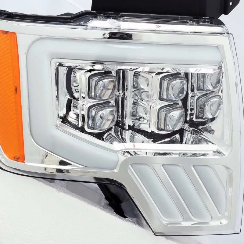 Alpharex 09-14 Ford F-150 Nova Led Projector Headlights Plank Style Chrome W/Activ Light/Seq Signal 2