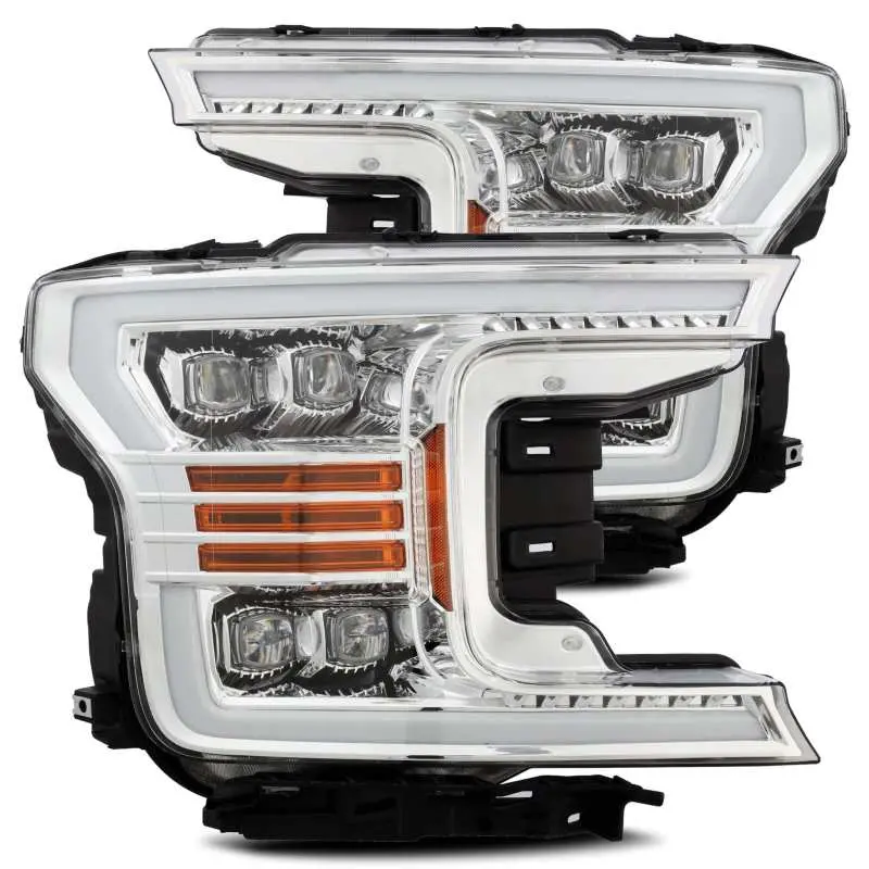 Alpharex 18-19 Ford F-150 Nova Led Projector Headlights Plank Style Chrome W/Activlight/Seq Signal 1