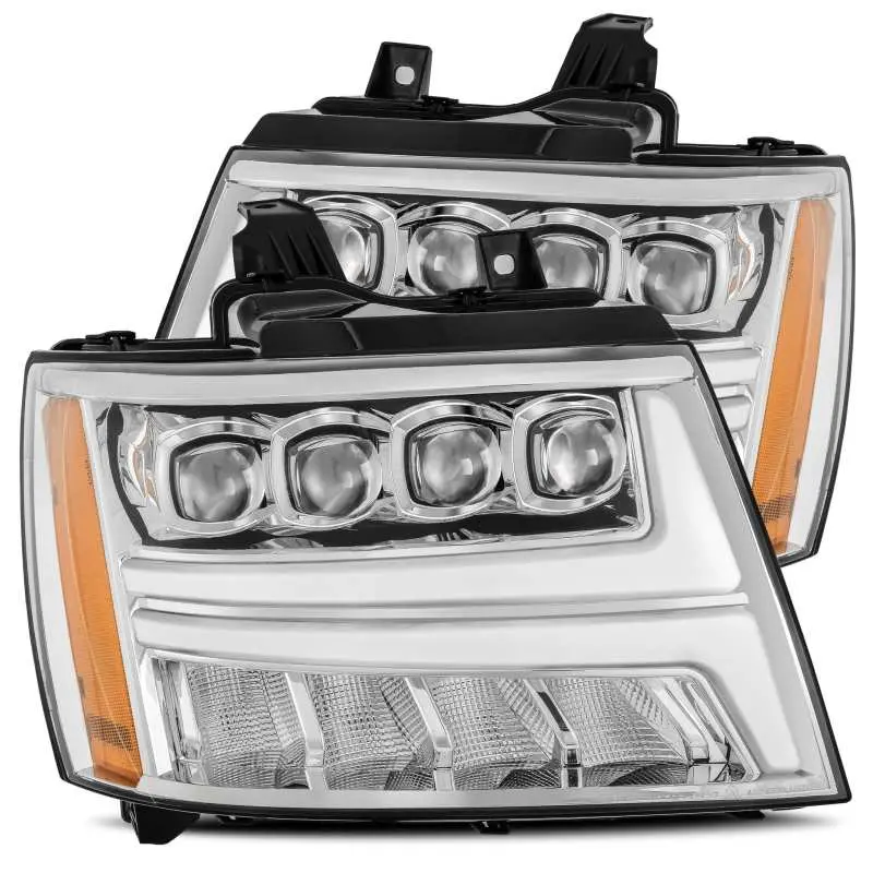 Alpharex 07-13 Chevy Avalanche?Nova Led Proj Headlights Plank Style Design Chrome W/Activ Light/Drl 1