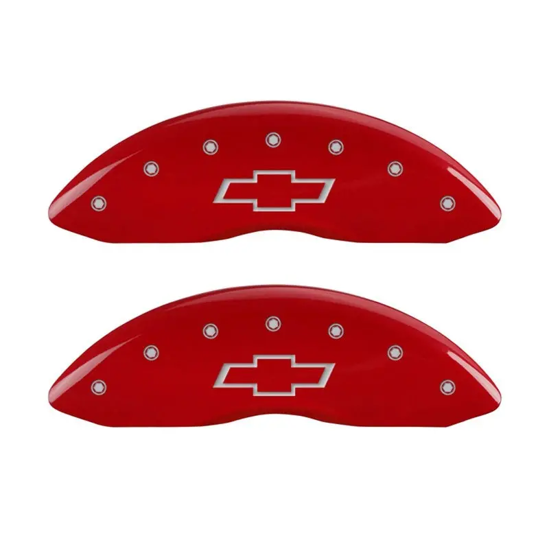 Mgp Engraved Front Caliper Covers – Bowtie-Themed Red Finish With Silver Highlight 1