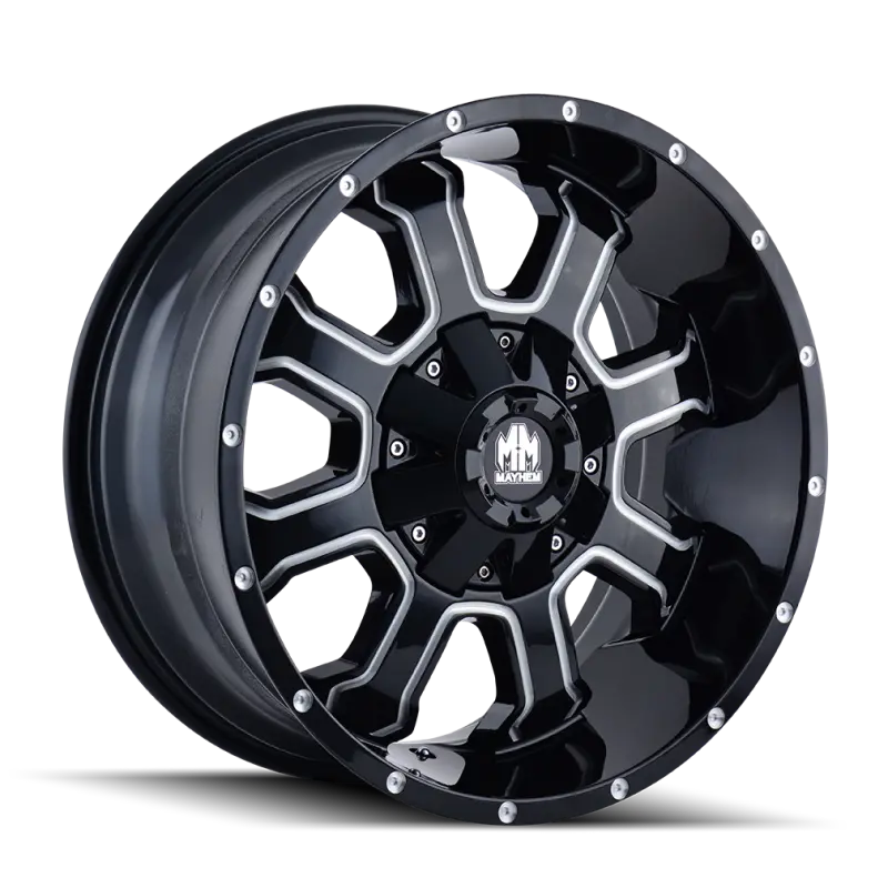 Mayhem Fierce 17×9 Wheel – 6×120 Bolt Pattern, +18Mm Offset, 78.1Mm Hub Bore, Black W/ Milled Spokes 1