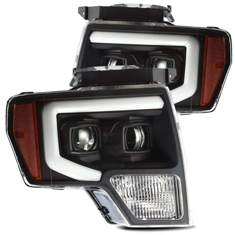 Alpharex 09-14 Ford F-150 Pro-Series Projector Headlights Plank Style Black W/Activ Light/Seq Signal 1