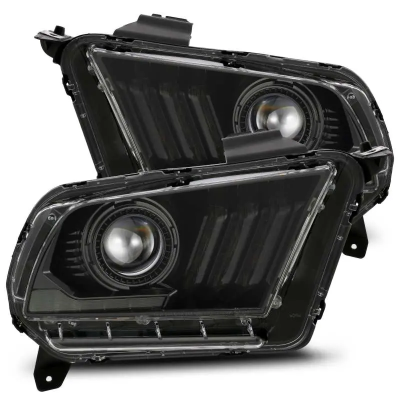 Alpharex 10-12 Ford Mustang Pro-Series Projector Headlights Plank Style Black W/Top/Bottom Drl 1