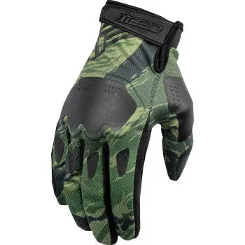 Icon Hooligan Tiger’S Blood Gloves – Green Camo – Size Large  Lightweight Motorcycle Gloves 1