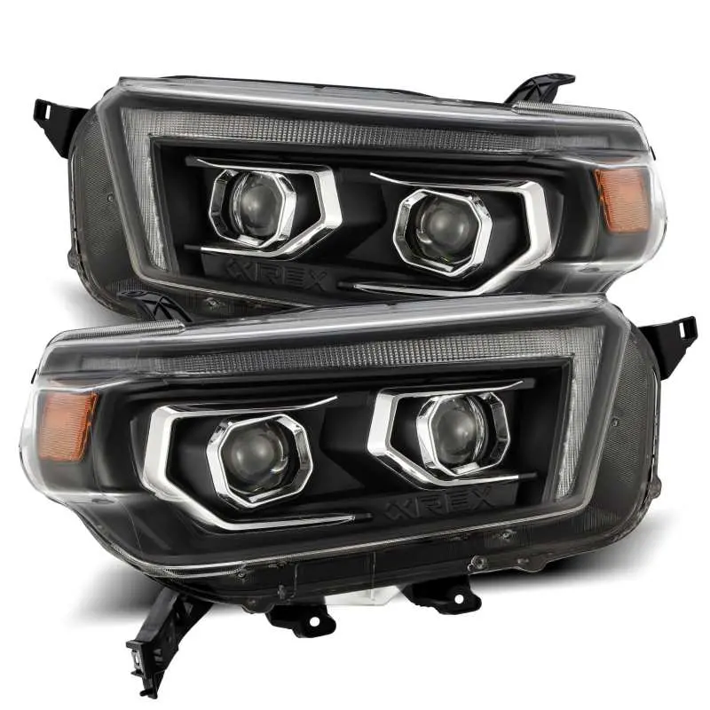 Alpharex 10-13 Toyota 4Runner Luxx Led Proj Headlights Plank Style Black W/Seq Signal/Drl 1