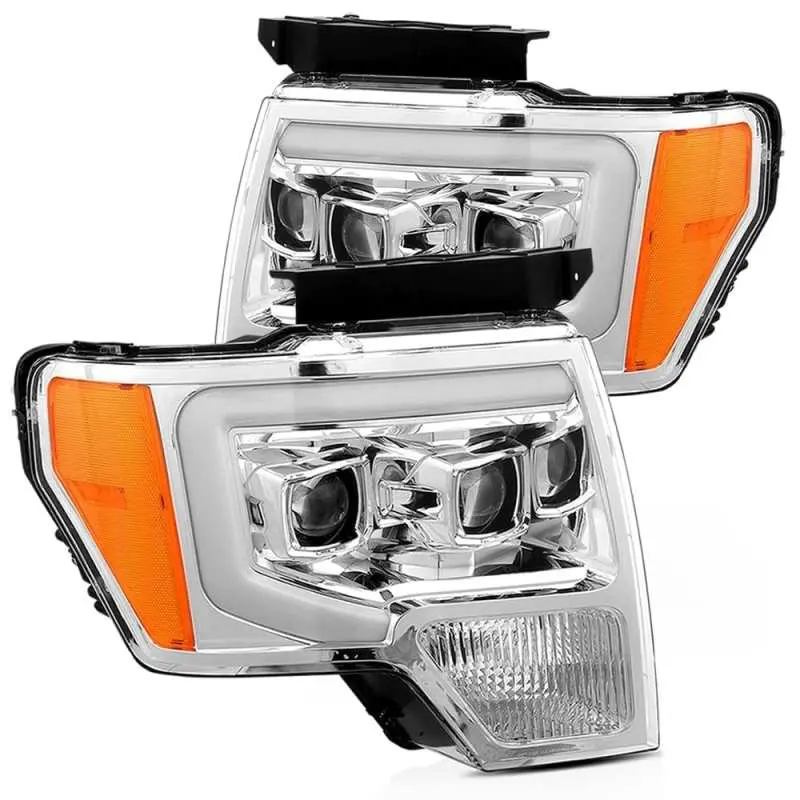 Alpharex 09-14 Ford F-150 Pro-Series Projector Headlights Plank Style Chrm W/Activ Light/Seq Signal 1