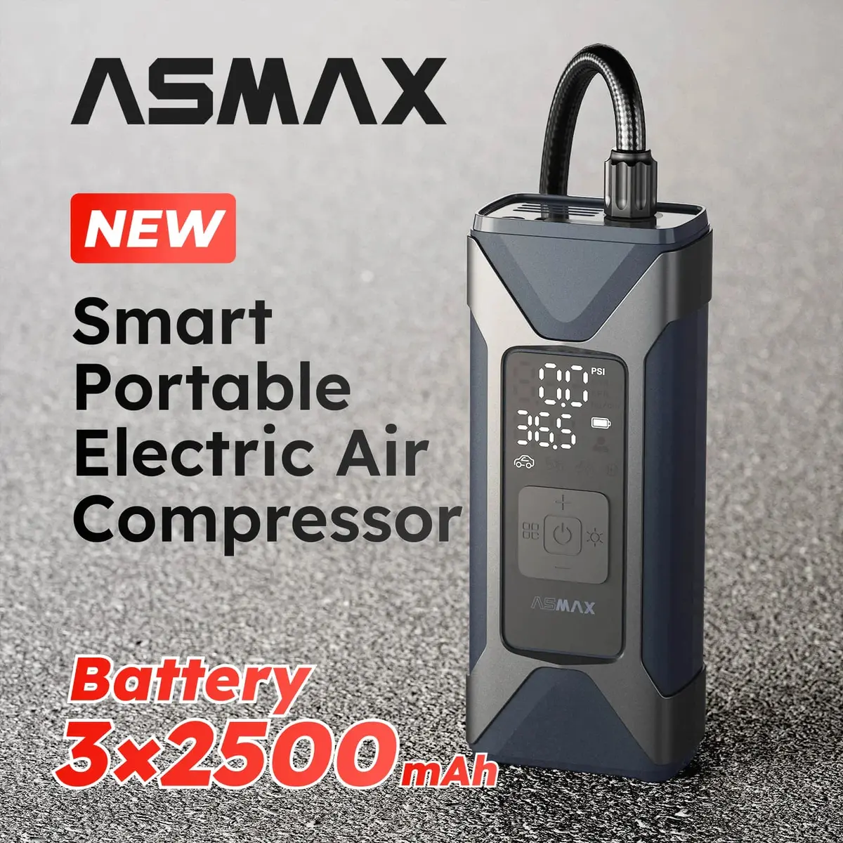 Asmax Motorcycle Air Pump 7500Mah Tyre Electric Inflator Pump 160Psi Portable Inflator Pump For Car Bicycle Balls Air Compressor 1