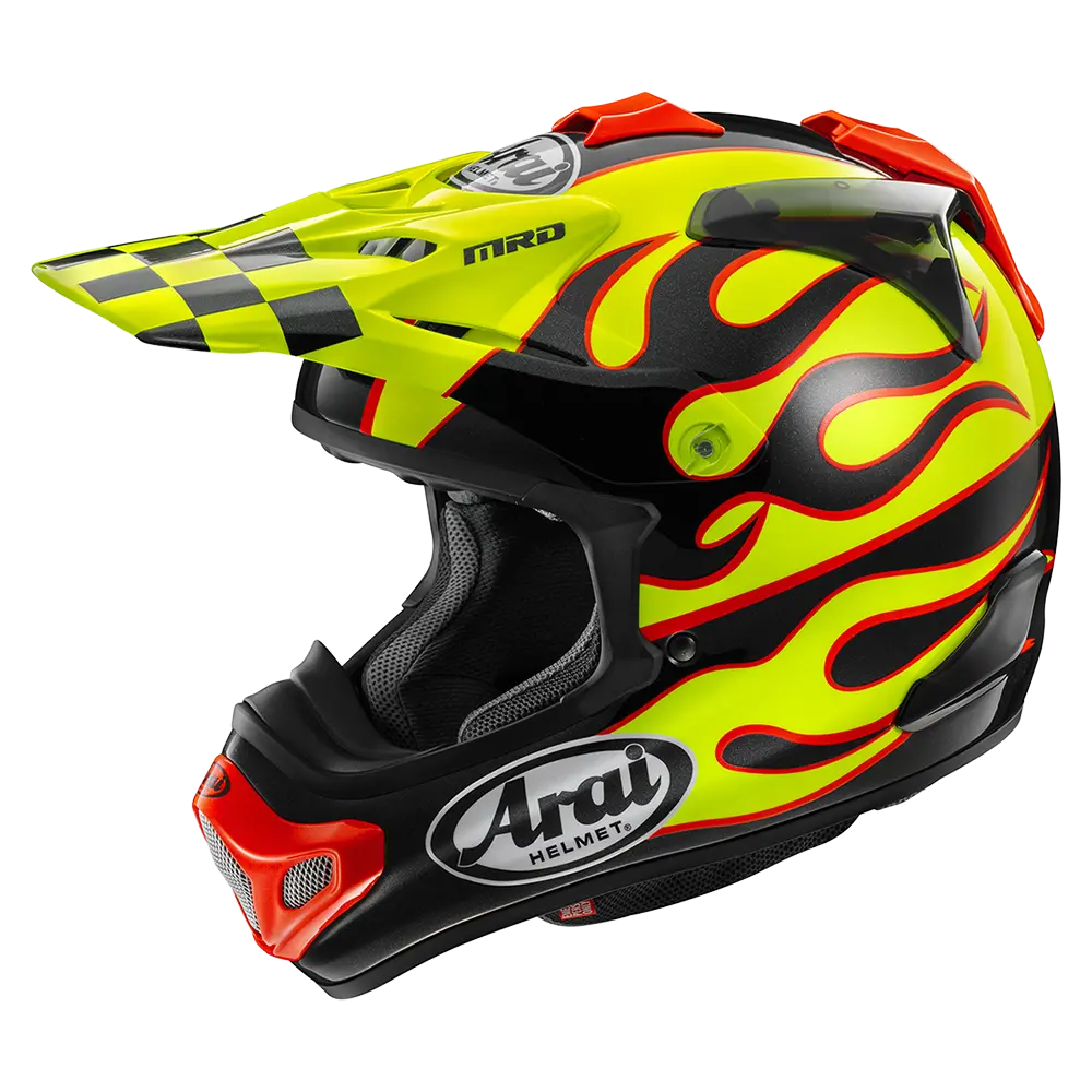Arai Mx-V Evo Flame Offroad Helmet (Yellow) 1