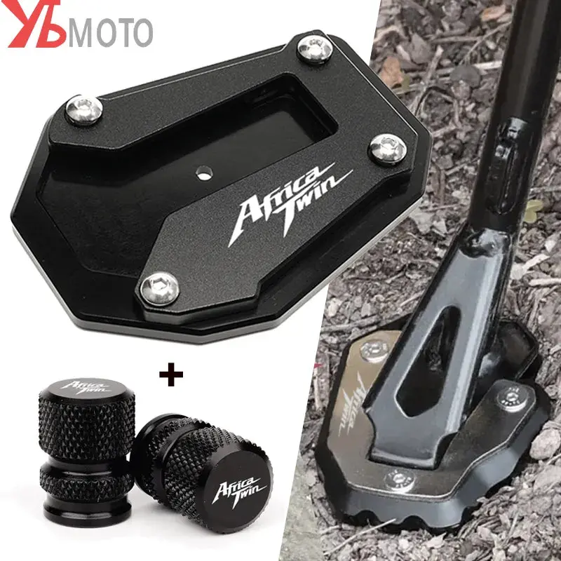 Motorcycle Kickstand Enlarger Side Stand Extension Pad Valve Caps For Honda Africa Twin Crf1100l Crf 1100 L 2020 2021 2022 2023 1
