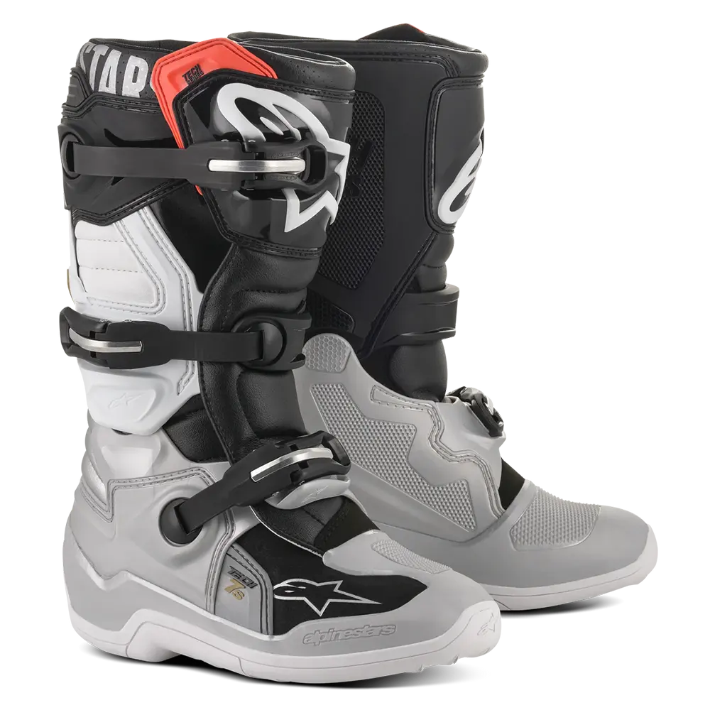Alpinestars Tech 7S Youth Boots Black/Silver/White/Gold 1
