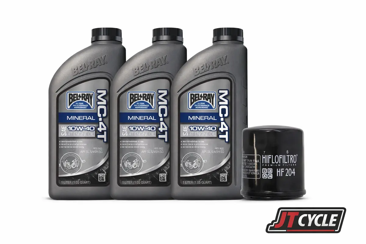 Yamaha R6 Fz6 Fz‑07 Mt‑07 Mt‑09 Oil Change Kit – Bel‑Ray 10W‑40 (3 Qts) + Filter – Fits 2006–2023 1