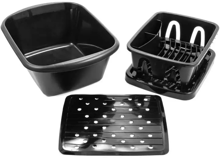Camco Black Sink Kit With Dish Drainer, Dish Pan And Sink Mat - 43518 2